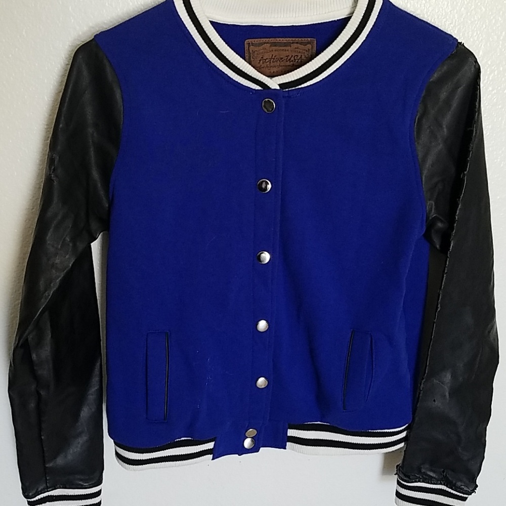 Blue varsity jacket